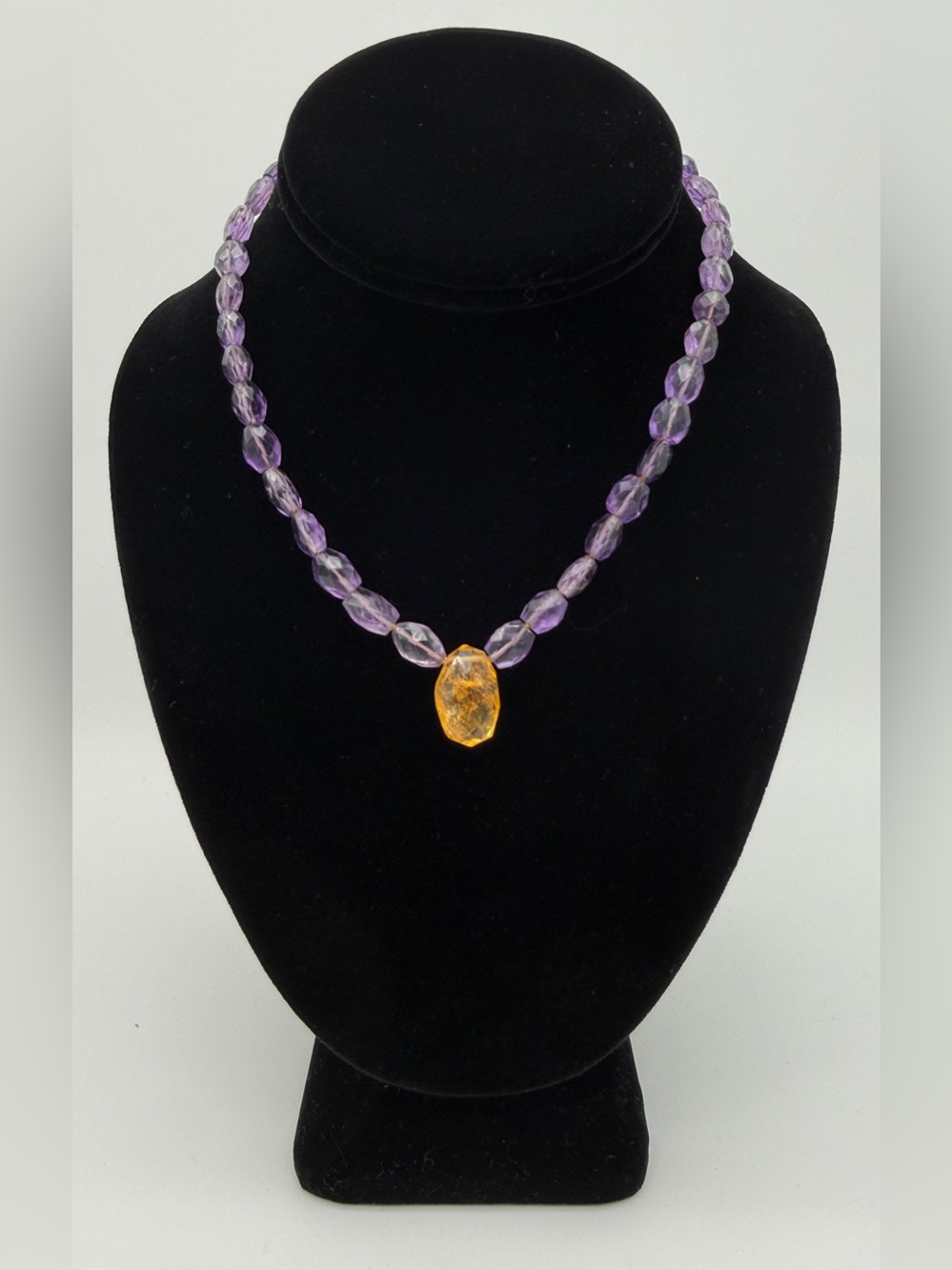 Dalia 925 Sterling Silver Amethyst Citrine Necklace 15”
